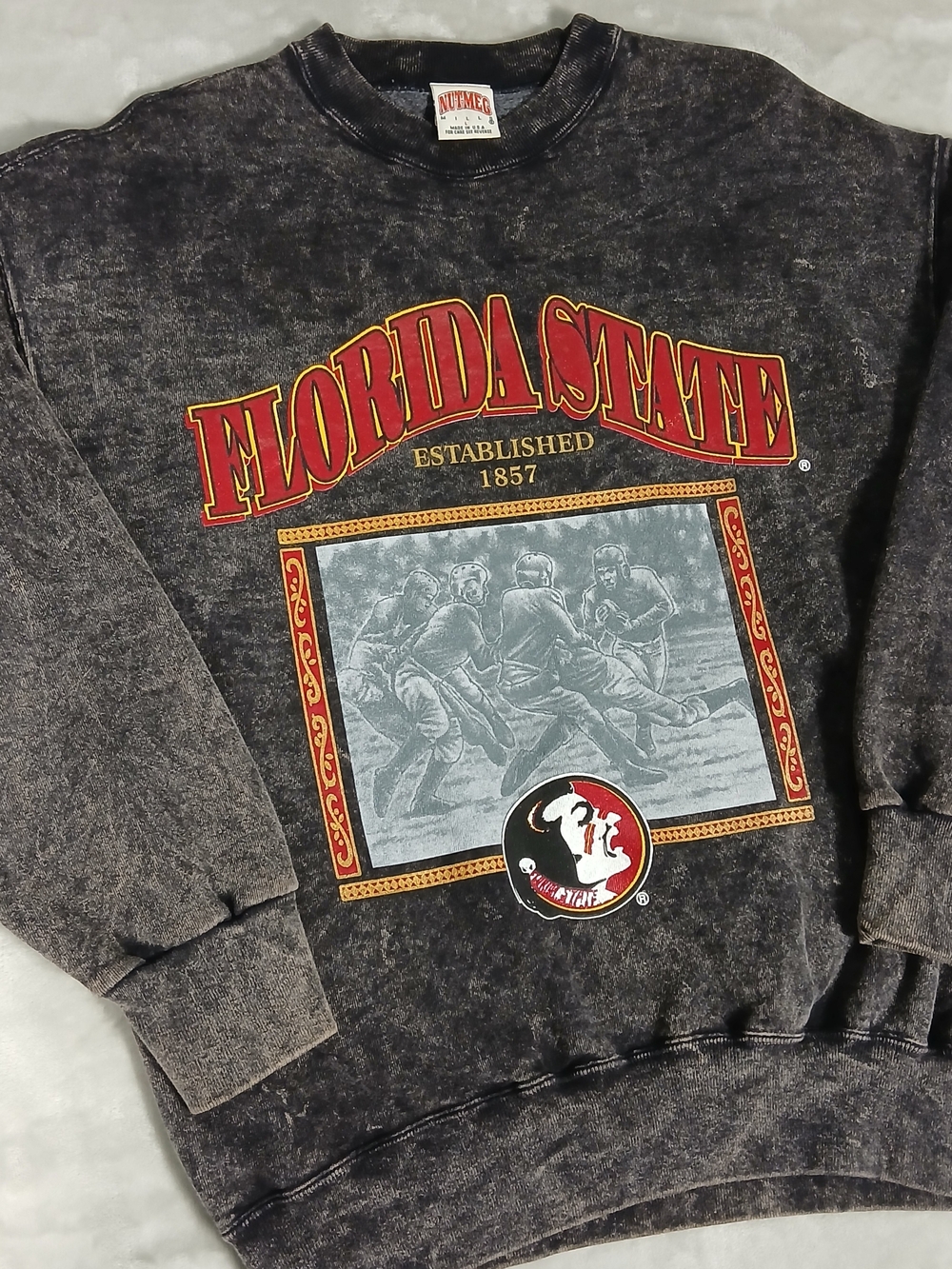 Vintage Florida State Seminoles Sweatshirt L Men's Made In USA Acid Wash Black